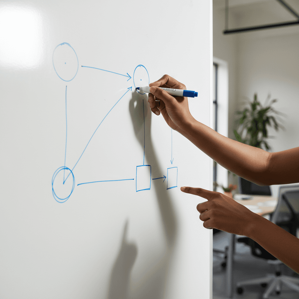 Mapping workflow process on a whiteboard