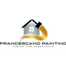 Francescano Painting logo featuring a grey house icon, gold paintbrush stroke, and company slogan.